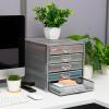 Mind Reader 10-Drawer Desk Organizer for Office Supplies, Crafts, Mail Sorting & More, Metal Mesh, 10.75″L x 14″W x 21.25″H, Black(Silver 5 Drawer)