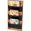 Mind Reader 3-Tier Wall-Mounted File Organizer, Wood and Metal Vertical Rack for Mail, Magazines, and Documents, Black