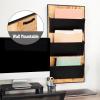 Mind Reader 3-Tier Wall-Mounted File Organizer, Wood and Metal Vertical Rack for Mail, Magazines, and Documents, Black