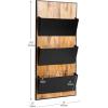 Mind Reader 3-Tier Wall-Mounted File Organizer, Wood and Metal Vertical Rack for Mail, Magazines, and Documents, Black