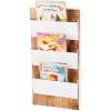 Mind Reader 3-Tier Wall-Mounted File Organizer, Wood and Metal Vertical Rack for Mail, Magazines, and Documents, Metal, Wood, White