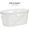 Mind Reader 40L Laundry Basket, Clothes Hamper, Wicker Design, Plastic, 23″L x 14.5″W x 10.5″H, White