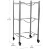 Mind Reader 5 Gallon Water Jug Stand, Water Bottle Holder, Water Cooler, Rack, Wheels, Metal, 16.5″ L x 13.75″ W x 41″ H, Gray(3 Tier Wheels)