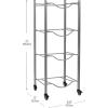 Mind Reader 5 Gallon Water Jug Stand, Water Bottle Holder, Water Cooler, Rack, Wheels, Metal, 16.5″ L x 13.75″ W x 41″ H, Gray(4 Tier Wheels)