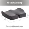 Mind Reader Air-Cloud Memory Foam Seat Cushion, Ergonomic Support for Lower Back, Coccyx, and Hip Pain Relief, Promotes Better Posture, Washable Cover, Black(Grey)