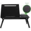 Mind Reader Bamboo Bed Tray Adjustable Lap Desk Breakfast Table with Foldable Legs Multi-Function Tilting Sections, Black