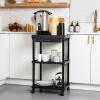 Mind Reader Bar Cart, Rolling, Utility Cart, 3-Tier, Coffee Cart, Bathroom, Kitchen, Plastic, 20″L x 15″W x 34.5″H, Black(Black)