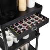 Mind Reader Bar Cart, Rolling, Utility Cart, 3-Tier, Coffee Cart, Bathroom, Kitchen, Plastic, 20″L x 15″W x 34.5″H, Black(Black)