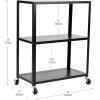 Mind Reader Cart with Covered Compartment, Office Organizer, Storage, 3-Tier, Office, Metal, 15.5″ L x 11″ W x 28.25″ H, Black(3-Tier)