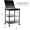 Mind Reader Cart with Covered Compartment, Office Organizer, Storage, 3-Tier, Office, Metal, 15.5″ L x 11″ W x 28.25″ H, Black(3-Tier with Compartment)