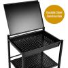 Mind Reader Cart with Covered Compartment, Office Organizer, Storage, 3-Tier, Office, Metal, 15.5″ L x 11″ W x 28.25″ H, Black(3-Tier with Compartment)