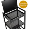 Mind Reader Cart with Covered Compartment, Office Organizer, Storage, 3-Tier, Office, Metal, 15.5″ L x 11″ W x 28.25″ H, Black(3-Tier with Handles)