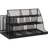 Mind Reader Countertop Organizer, 3-Tier Desktop Storage Rack, Office Breakroom Supply Caddy, Metal Mesh, Black(Black Metal)