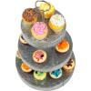 Mind Reader Cupcake Stand, Tiered, Dessert Table Display, Kitchen Tower, Galvanized Metal, 12″ L x 12″ W x 21″ H, Silver