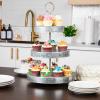 Mind Reader Cupcake Stand, Tiered, Dessert Table Display, Kitchen Tower, Galvanized Metal, 12″ L x 12″ W x 21″ H, Silver