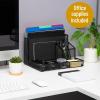 Mind Reader Desktop Organizer with Office Supplies Included, Vertical File, Storage, Metal, 12.5″L x 9″W x 7.25″H, Black