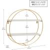 Mind Reader Floating Round Wall Shelves, Gold Metal Frame with Dual White Display Shelves, Decorative Wall-Mounted Organizer for Living Room, Office, or Bathroom, Metal. MDF, White