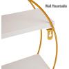 Mind Reader Floating Round Wall Shelves, Gold Metal Frame with Dual White Display Shelves, Decorative Wall-Mounted Organizer for Living Room, Office, or Bathroom, Metal. MDF, White