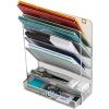 Mind Reader Hanging Accessory Organizer, Adhesive Wall-Mounted Shelf with Hooks for Home, Office, Dorm, or Bathroom, Metal, Tan(Silver)