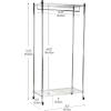 Mind Reader Heavy Duty Rolling Garment Rack with Adjustable Bar, Double Shelves & Locking Wheels, Chrome Steel Clothing Organizer, Chrome