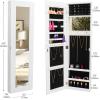 Mind Reader Jewelry Organizer, Full Length Mirror, Jewelry Armoire, Storage, Wall Mount, Wood, 12.5″ L x 3.5″ W x 43.5″ H, White(White Wall Mount)