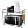 Mind Reader Kitchen Storage, Microwave Stand, Shelf Organizer, Rack Shelf, Metal, 23.75″L x 12.75″W x 18.75″H, Silver