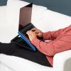 Mind Reader Lap Desk Laptop Stand, Bed Tray, Collapsible, Cushion, Portable, Dorm, Plastic, 14.75″L x 11″W x 7.3″H, Black(Blue)