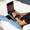 Mind Reader Lap Desk Laptop Stand, Bed Tray, Collapsible, Cushion, Portable, Dorm, Plastic, 14.75″L x 11″W x 7.3″H, Black(Gray)