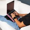 Mind Reader Lap Desk Laptop Stand, Bed Tray, Collapsible, Cushion, Portable, Dorm, Plastic, 14.75″L x 11″W x 7.3″H, Black(Pink)