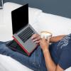 Mind Reader Lap Desk Laptop Stand, Bed Tray, Collapsible, Cushion, Portable, Dorm, Plastic, 14.75″L x 11″W x 7.3″H, Black(Red)