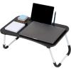 Mind Reader Lap Desk Laptop Stand, Bed Tray, Folding Legs, Couch Table, Portable, MDF, 23.25″ L x 13.75″ W x 10.5″ H, Beige(Black)