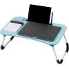Mind Reader Lap Desk Laptop Stand, Bed Tray, Folding Legs, Couch Table, Portable, MDF, 23.25″ L x 13.75″ W x 10.5″ H, Beige(Blue)