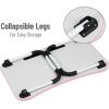 Mind Reader Lap Desk Laptop Stand, Bed Tray, Folding Legs, Couch Table, Portable, MDF, 23.25″ L x 13.75″ W x 10.5″ H, Beige(Pink)