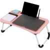 Mind Reader Lap Desk Laptop Stand, Bed Tray, Folding Legs, Couch Table, Portable, MDF, 23.25″ L x 13.75″ W x 10.5″ H, Beige(Pink)