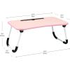 Mind Reader Lap Desk Laptop Stand, Bed Tray, Folding Legs, Couch Table, Portable, MDF, 23.25″ L x 13.75″ W x 10.5″ H, Beige(Pink)