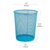 Mind Reader Mesh Trash Can, 16.65L (4.4 gal), Waste Paper Basket, Round, Office, Metal Mesh, 11.5″ L x 11.5″ W x 13.75″ H, Yellow(Blue)
