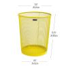 Mind Reader Mesh Trash Can, 16.65L (4.4 gal), Waste Paper Basket, Round, Office, Metal Mesh, 11.5″ L x 11.5″ W x 13.75″ H, Yellow(Yellow)