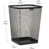 Mind Reader Mesh Trash Can, Waste Paper Basket, Square, Office, Metal Mesh, 9.75″L x 9.75″W x 12.25″H, Set of 2, Black(Classic Black)