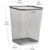 Mind Reader Mesh Trash Can, Waste Paper Basket, Square, Office, Metal Mesh, 9.75″L x 9.75″W x 12.25″H, Set of 2, Black(Silver)
