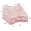Mind Reader Metal Mesh Desktop File Organizer, 3-Tier Paper Tray with 5 Compartments, Office Mail Sorter, Black(Pink)