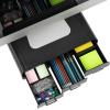 Mind Reader Monitor Stand, 3 Storage Drawers, Desktop Organizer, Riser, Office, 13.5″L x 13″W x 4″H, Set of 2, Black(Black)