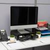 Mind Reader Monitor Stand, 3 Storage Drawers, Desktop Organizer, Riser, Office, 13.5″L x 13″W x 4″H, Set of 2, Black(Black)