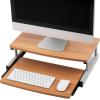 Mind Reader Monitor Stand, Sliding Keyboard Drawer, Laptop, Riser, Office, Wood/Metal, 20″ L x 14.75″ W x 5.9″ H, Brown, Silver