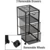 Mind Reader Multipurpose Cart with Drawers, Rolling Office Organizer and Storage Cabinet, Metal Mesh, Black(3-Drawers)