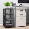 Mind Reader Multipurpose Cart with Drawers, Rolling Office Organizer and Storage Cabinet, Metal Mesh, Black(3-Drawers)