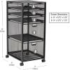 Mind Reader Multipurpose Cart with Drawers, Rolling Office Organizer and Storage Cabinet, Metal Mesh, Black(5-Drawers)