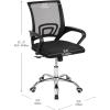 Mind Reader Office Chair with Wheels, Height Adjustable, Desk Chair, Computer Chair, 22.5″ L x 22.5″ W x 33-37″ H, Black(Black 22.5″l X 22.5″w X 33-37″h)
