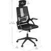 Mind Reader Office Chair with Wheels, Height Adjustable, Desk Chair, Computer Chair, 22.5″ L x 22.5″ W x 33-37″ H, Black(Black 23.5″l X 20″w X 45-49″h)