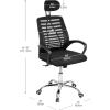 Mind Reader Office Chair with Wheels, Height Adjustable, Desk Chair, Computer Chair, 22.5″ L x 22.5″ W x 33-37″ H, Black(Black 24″l X 20″w X 44-50″h)