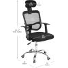 Mind Reader Office Chair with Wheels, Height Adjustable, Desk Chair, Computer Chair, 22.5″ L x 22.5″ W x 33-37″ H, Black(Black 24″l X 24″w X 42.5-47″h)